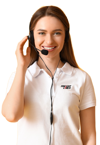 A woman wearing a headset and a white polo shirt.